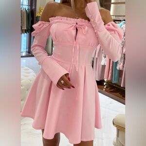 Pink mini baby doll dress